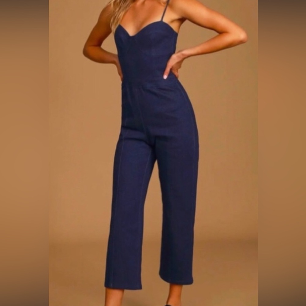 LULUS JUMPSUIT DENIM stretchy & soft sz L